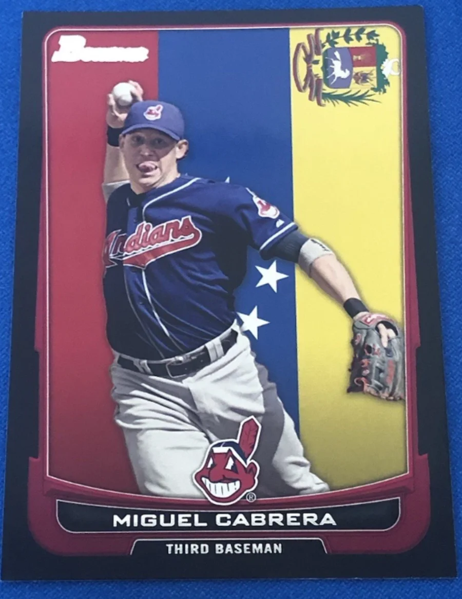 Topps Panini Card Tarjeta Cromo Barajita Miguel Cabrera ERROR sale Asdrubal Cabrera Bowman International 2012