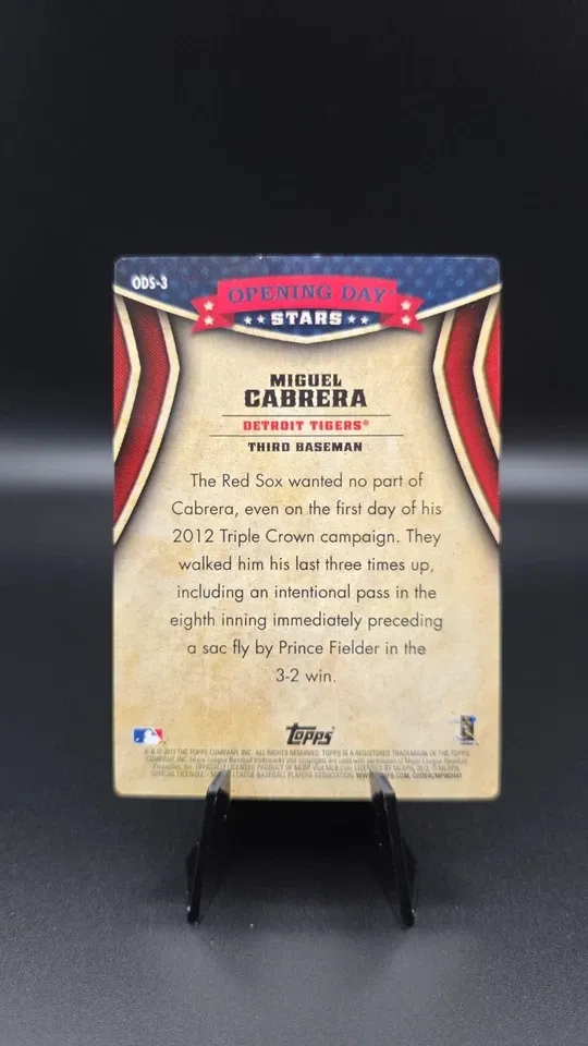 Topps Panini Card Tarjeta Cromo Barajita Miguel Cabrera Topps 2013 Opening Day Holograma 3d