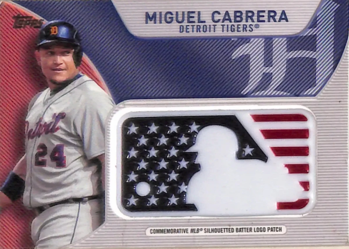 Topps Panini Card Tarjeta Cromo Barajita Miguel Cabrera Topps Series Patch 2017 Topps Independence Day Silhoutted Batter Logo