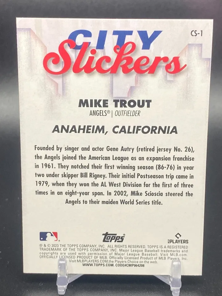 Topps Panini Card Tarjeta Cromo Barajita Mike Trout Topps 2023 Big League City Slickers