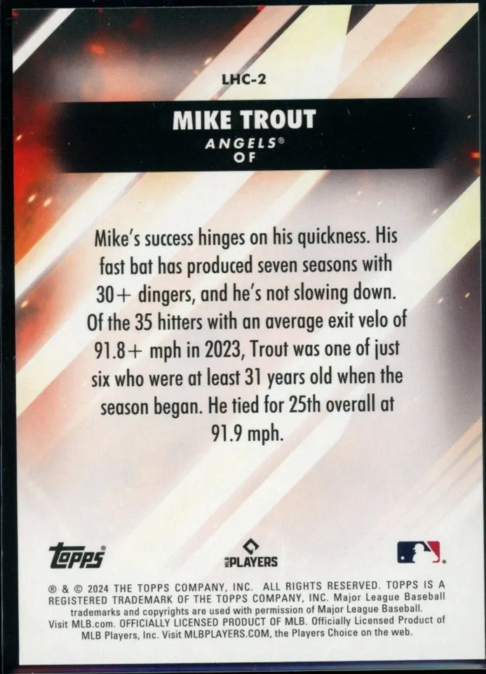 Topps Panini Card Tarjeta Cromo Barajita Mike Trout Topps 2024 Update Let Him Cook