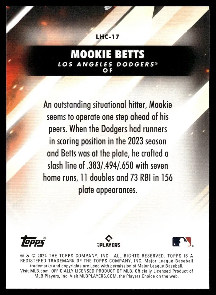 Topps Panini Card Tarjeta Cromo Barajita Mookie Betts Topps 2024 Update Let Him Cook