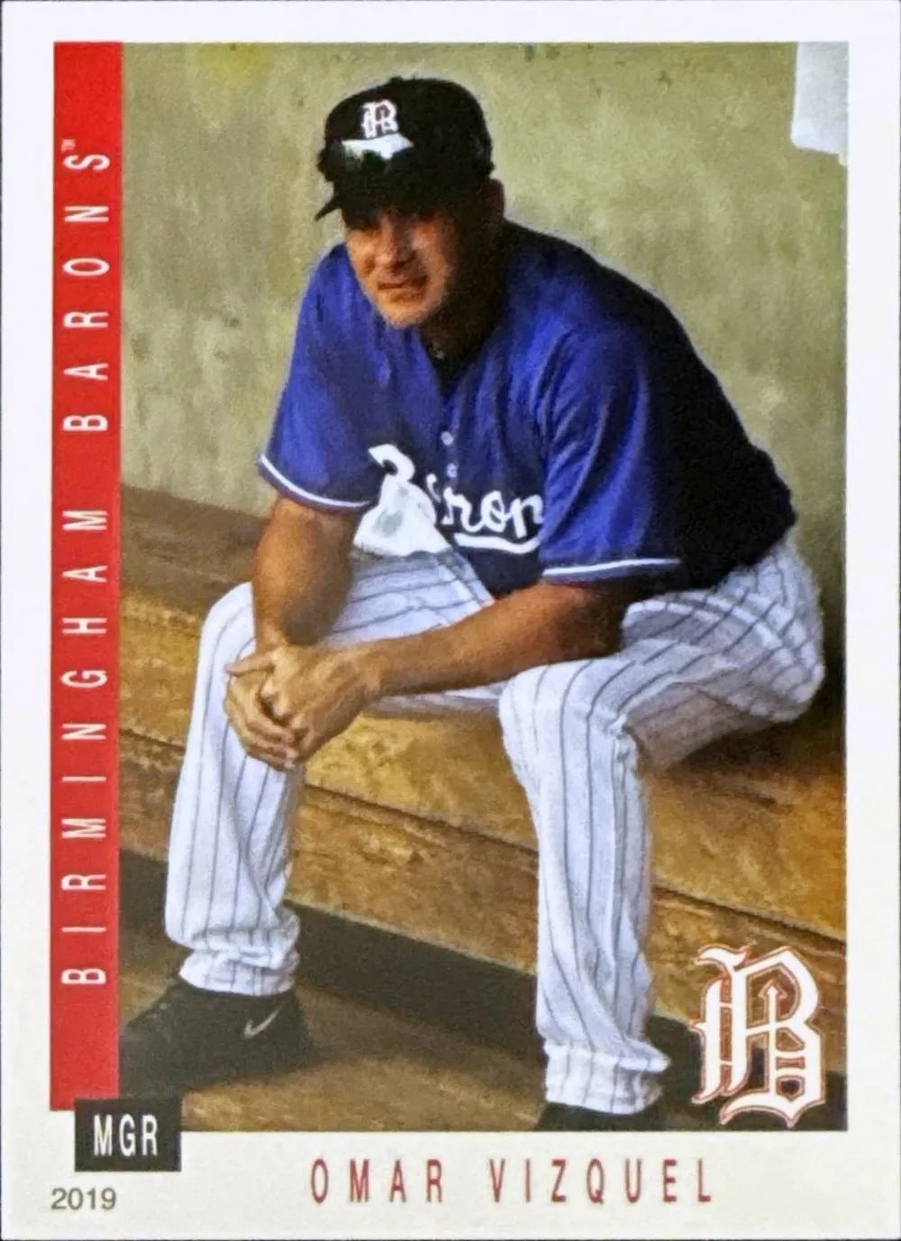 Topps Panini Card Tarjeta Cromo Barajita Omar Vizquel Grandstand Birmingham Barons 2019 (manager Del Año) Liga Menor