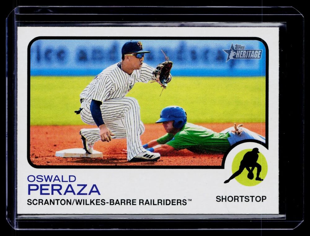 Topps Panini Card Tarjeta Cromo Barajita Oswald Peraza Topps Heritage 2022 Liga Menor Scranton