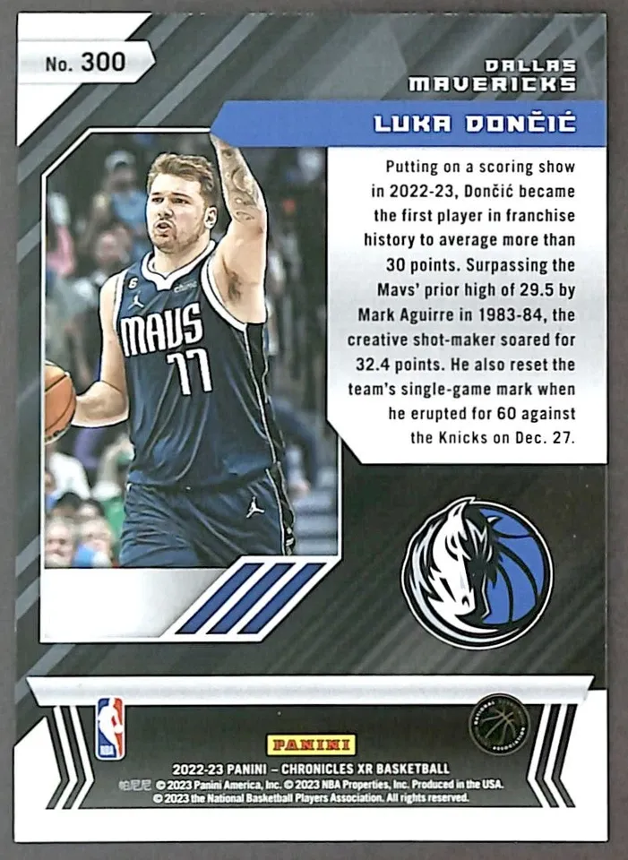 Topps Panini Card Tarjeta Cromo Barajita Luka Doncic Panini 2022-2023 Chronicles XR Dallas Mavericks