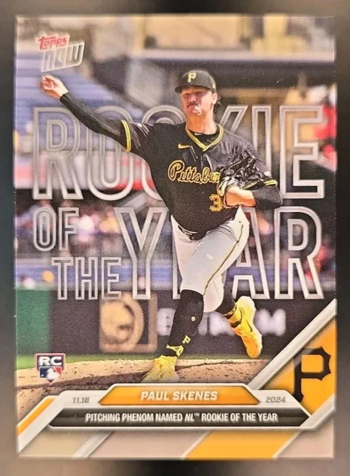 Topps Panini Card Tarjeta Cromo Barajita Paul Skenes Topps Now 2024 Topps Ganador del Novato del Año Rookie of the Year Rookie Card RC