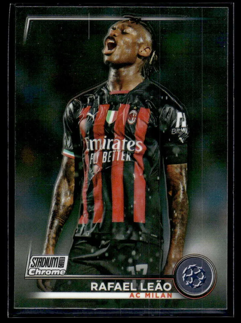 Topps Panini Card Tarjeta Cromo Barajita Rafael Leao Topps 2022-2023 Chrome Stadium Club Uefa Soccer Futbol