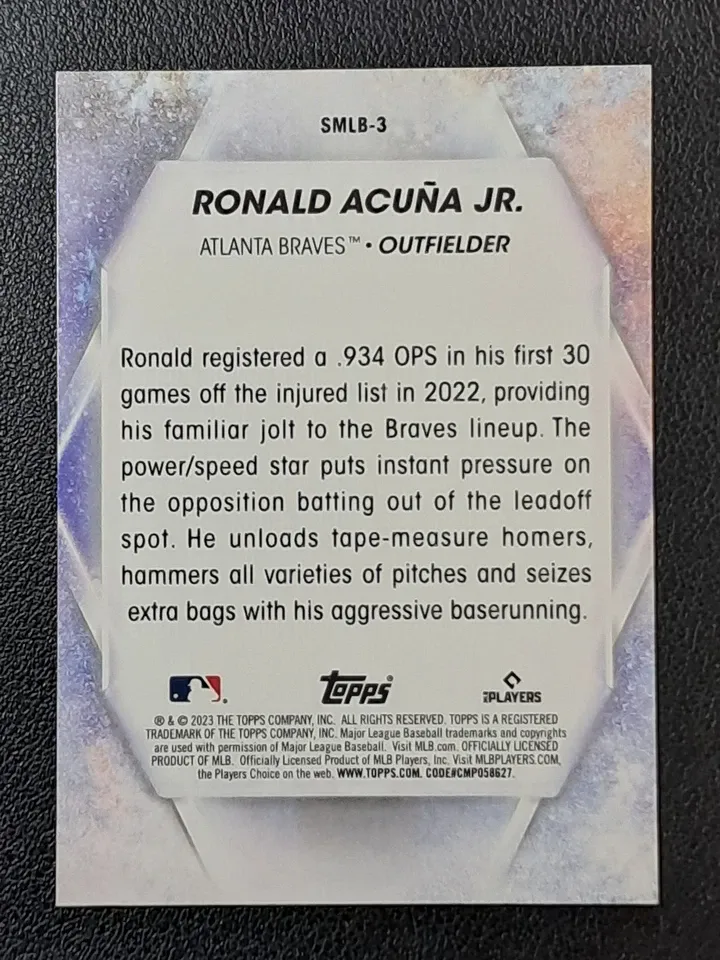 Topps Panini Card Tarjeta Cromo Barajita Ronald Acuña Jr. Topps 2023 Stars Of Mlb