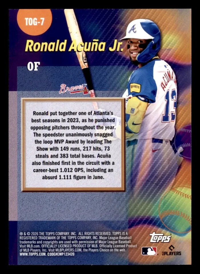 Topps Panini Card Tarjeta Cromo Barajita Ronald Acuña Jr. Topps 2026 Titans Of The Game