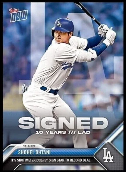 Topps Panini Card Tarjeta Cromo Barajita Shohei Ohtani Topps Now 2023 Firma (Signed) con los Angeles Dodgers