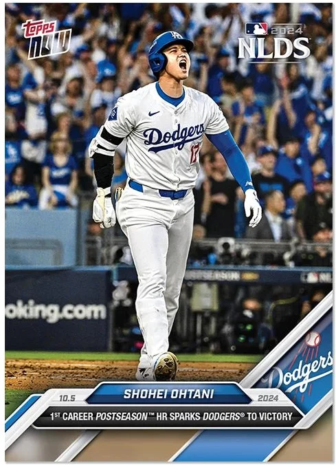 Topps Panini Card Tarjeta Cromo Barajita Shohei Ohtani Topps Now 2024 Primer jonron en una postemporada