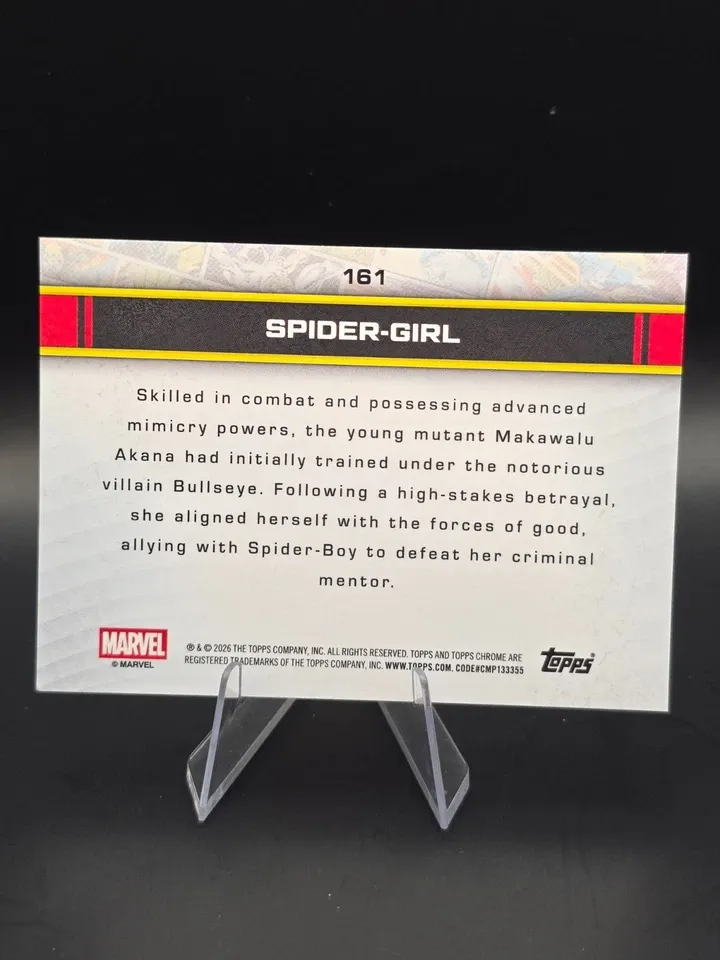 Topps Panini Card Tarjeta Cromo Barajita Spider Girl Topps 2026 Chrome Marvel Comics