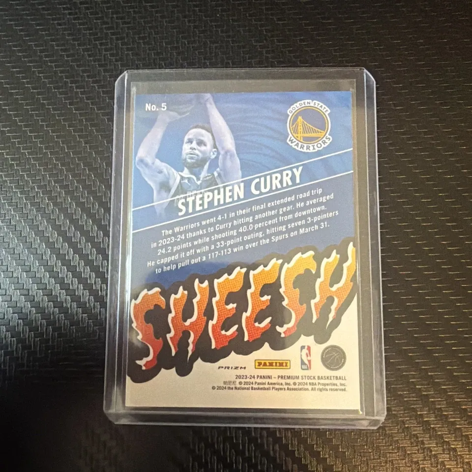 Topps Panini Card Tarjeta Cromo Barajita Stephen Curry Panini 2023-2024 Nba Hoops Premium Sheesh Prizm