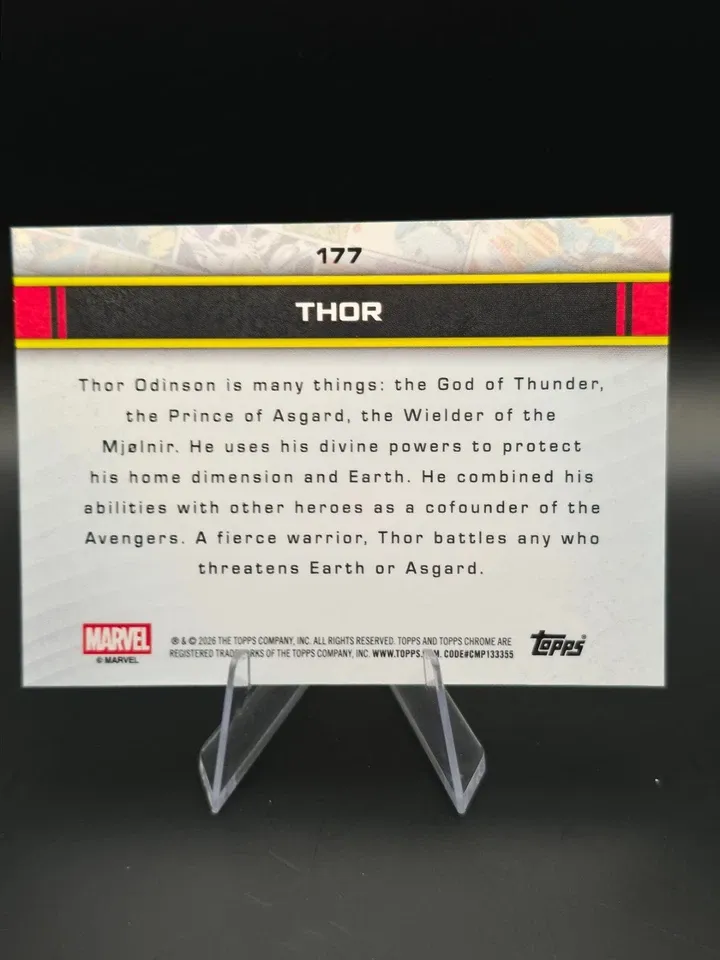 Topps Panini Card Tarjeta Cromo Barajita Thor Topps 2026 Chrome Marvel Comics